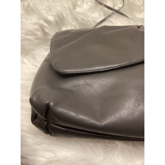 Morris Moskowitz Large Vintage Abstract Gray Shoulder Leather Bag 90's Clutch - Picture 5 of 7